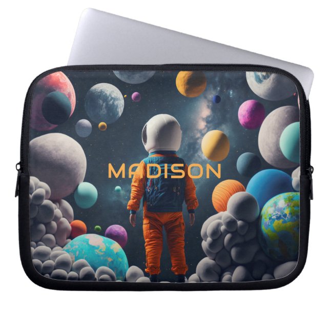 Custom Name Fantasy Space Kid Laptop Sleeve (Front)