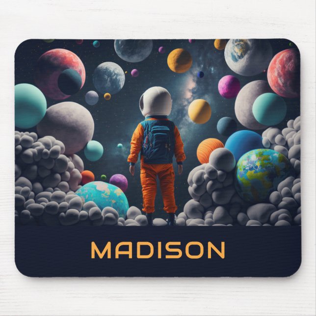 Custom Name Fantasy Space Kid Mouse Mat (Front)