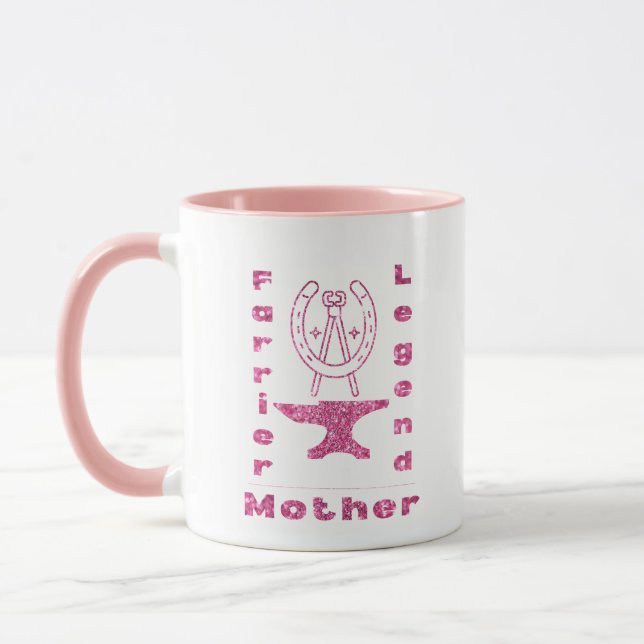 Custom Name Farrier Legend Mother Anvil Horseshoe Mug (Left)