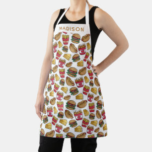 Custom name Fast Food Pattern aprons