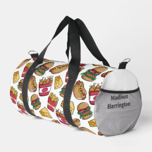 Custom Name Fast Food Pattern Duffle Bag