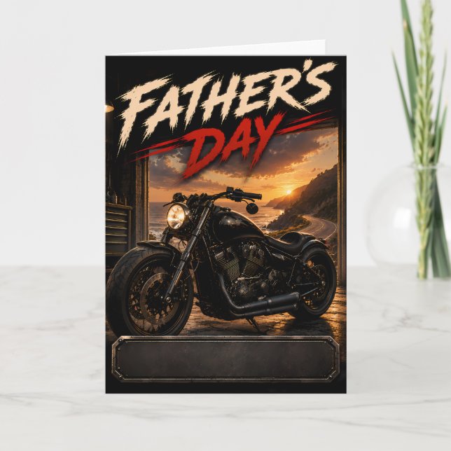 Custom Name Father's Day Motorcycle Greeting Card (Front)