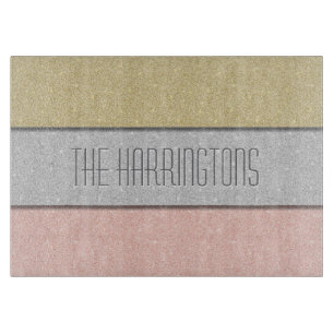 Custom Name Faux Glitter Bling Cutting Board