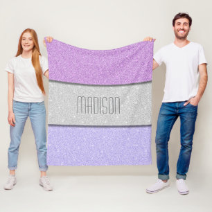 Custom Name Faux Glitter Bling Fleece Blanket