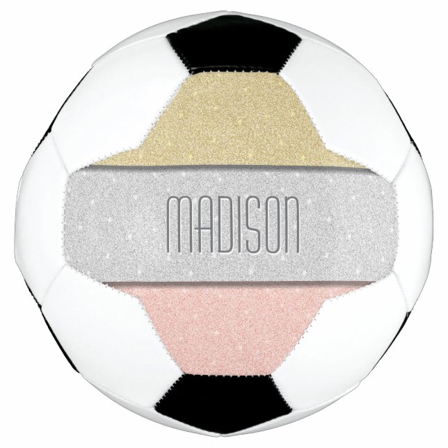 Custom Name Faux Glitter Bling Football (Front)