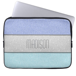 Custom Name Faux Glitter Bling Laptop Sleeve