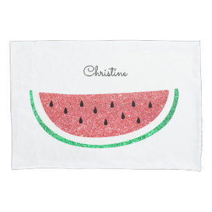 custom name faux glitter watermelon pillowcase