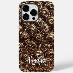 Custom Name Faux Leather Abstract Minimalist Case-Mate iPhone 14 Pro Max Case