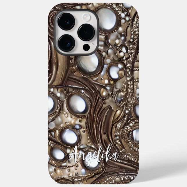 Custom Name Faux Leather Abstract Minimalist Case-Mate iPhone Case (Back)
