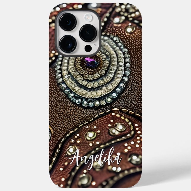 Custom Name Faux Leather Abstract Minimalist Case-Mate iPhone Case (Back)