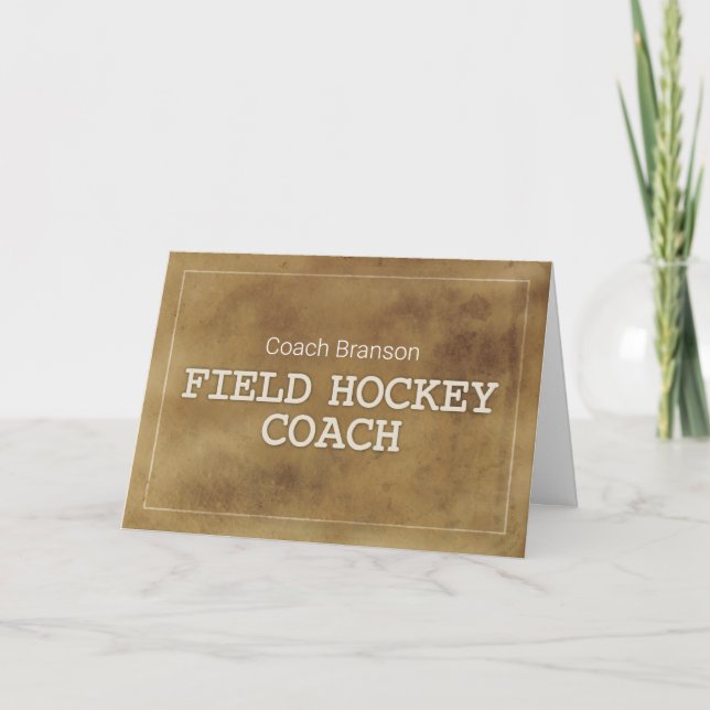 Custom Name Field Hockey Coach Thanks Definition Card (Front)