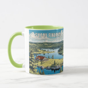 Custom Name Finland Nature Illustration Mug