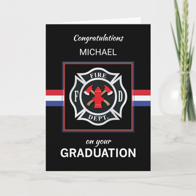 Custom Name Fire Department Academy Graduation Card (Front)