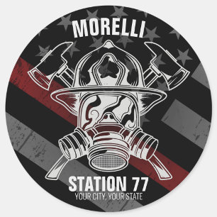 Custom NAME Firefighter Fire Department Station Classic Round Sticker
