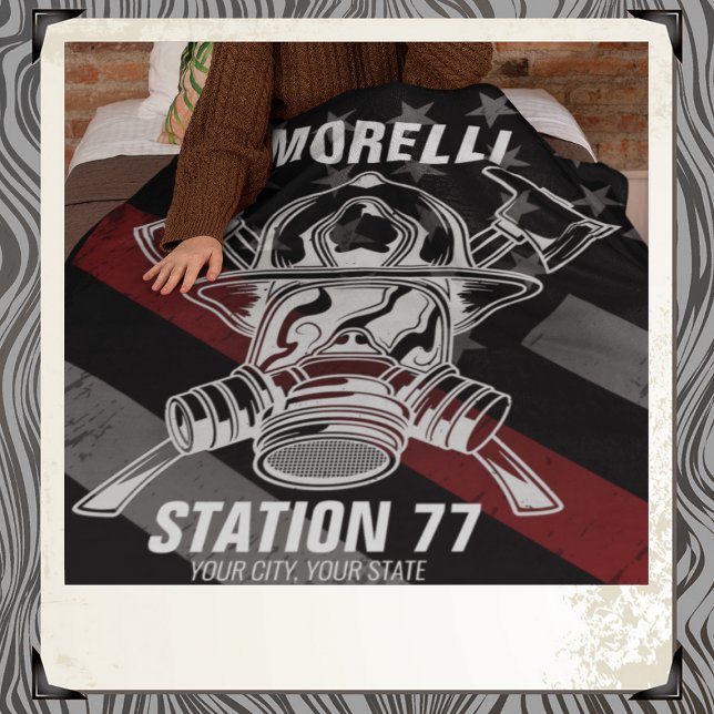 Custom NAME Firefighter Fire Department Station Fleece Blanket (Creator Uploaded)