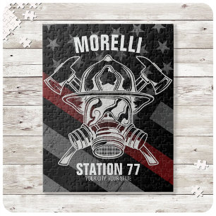 Custom NAME Firefighter Fire Department Station Jigsaw Puzzle