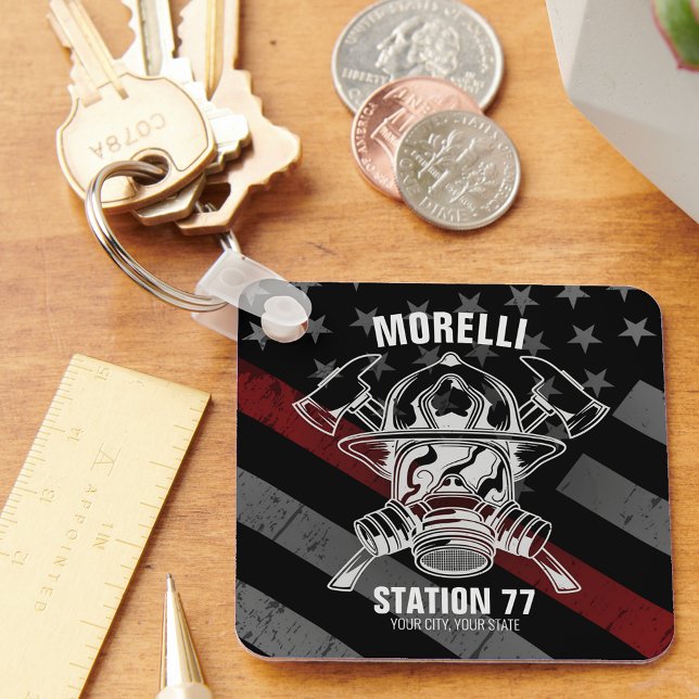 Custom NAME Firefighter Fire Department Station Key Ring (Creator Uploaded)