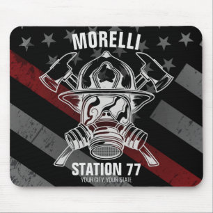 Custom NAME Firefighter Fire Department Station Mouse Mat