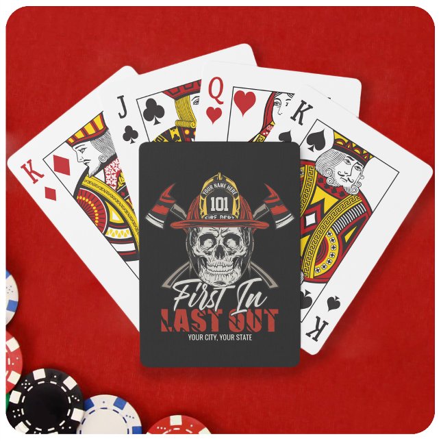 Custom NAME Firefighter First In Last Out Fireman  Playing Cards (Creator Uploaded)