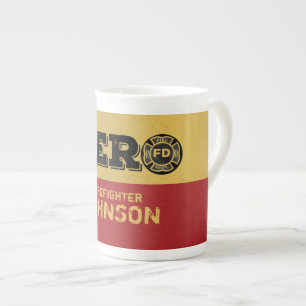 Custom Name, Firefighter Hero Bone China Mug