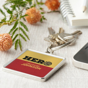 Custom Name, Firefighter Hero Key Ring