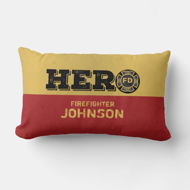 Custom Name, Firefighter Hero Lumbar Cushion (Front)