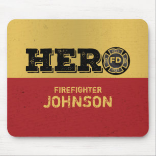 Custom Name, Firefighter Hero Mouse Mat