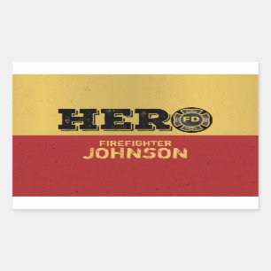 Custom Name, Firefighter Hero Rectangular Sticker