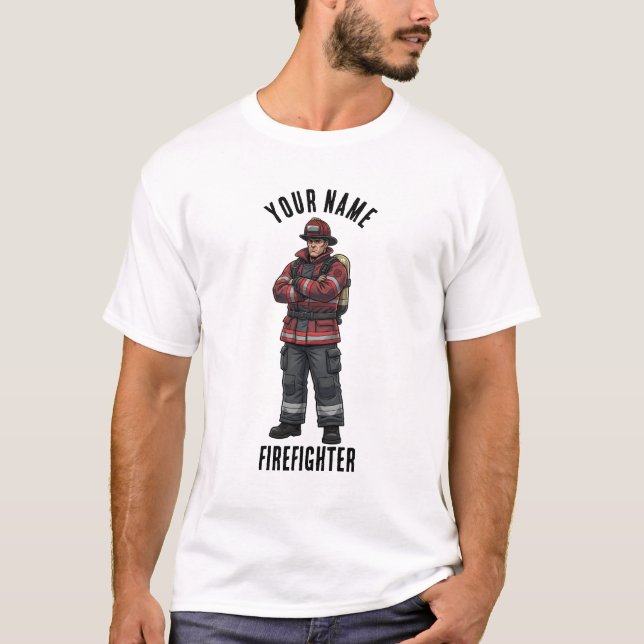 Custom Name Firefighter Mascot T-Shirt (Front)