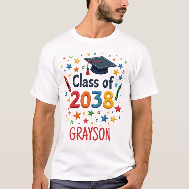 Custom Name First Day of School Picture T-Shirt (Front)