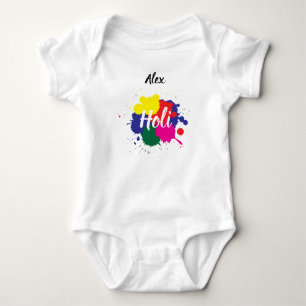 Custom Name First Happy Holi Festival Baby Bodysuit
