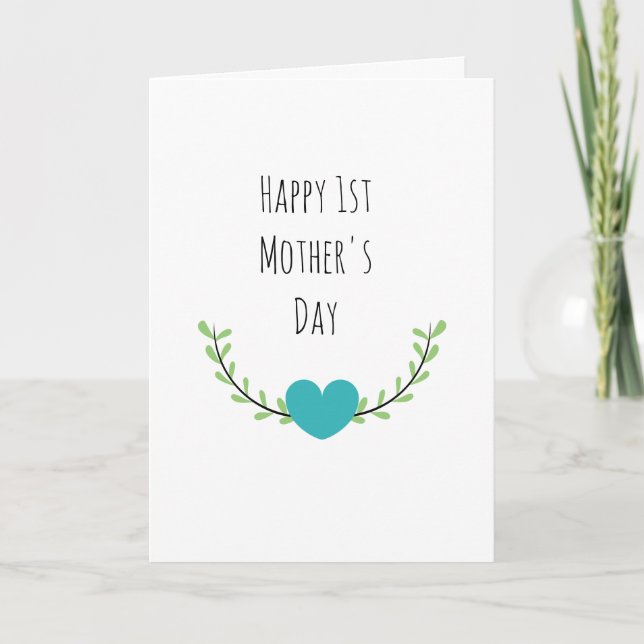 Custom Name First Mother's Day Floral Heart Card (Front)