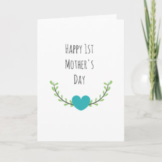 Custom Name First Mother's Day Floral Heart Card
