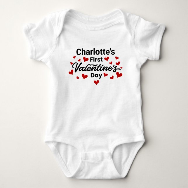 Custom Name First Valentine's Day Baby Bodysuit (Front)