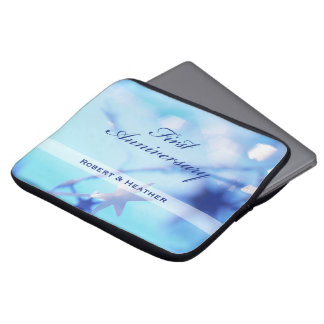 Custom Name, First Wedding Anniversary Sparkle Laptop Sleeve
