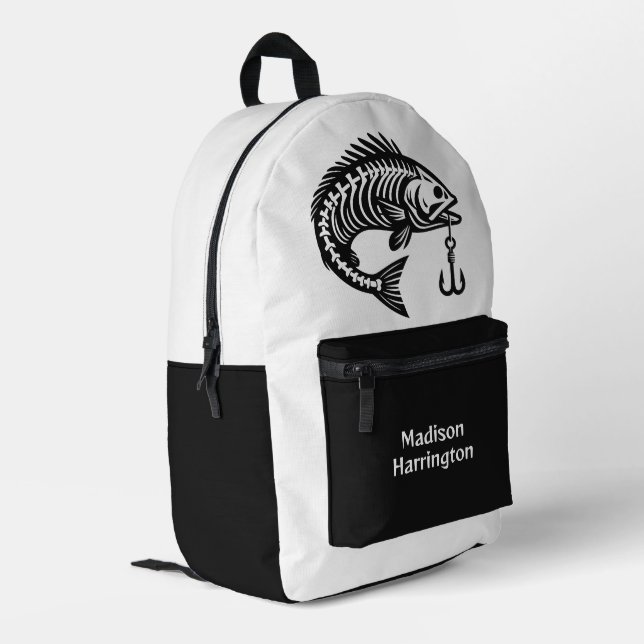Custom Name Fish Printed Backpack (Back Corner Left)