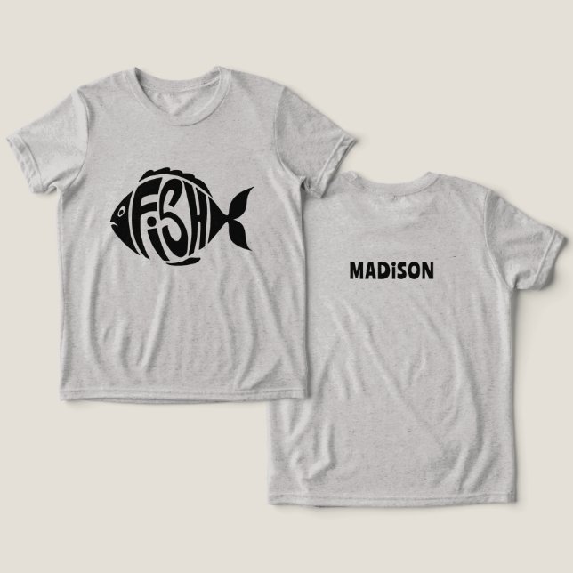 Custom Name Fish Tri-Blend Shirt (Design Front & Back)