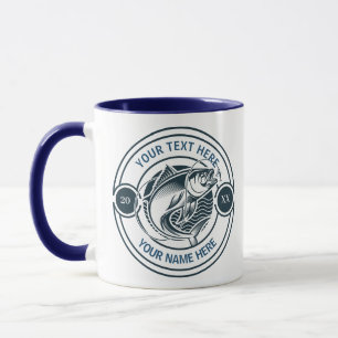 Custom Name Fishing Emblem Father's Day Mug