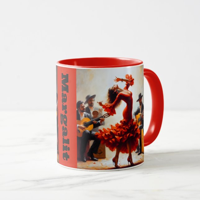 Custom Name Flamenco Latina Dancing Dance Spanish Mug (Front Right)