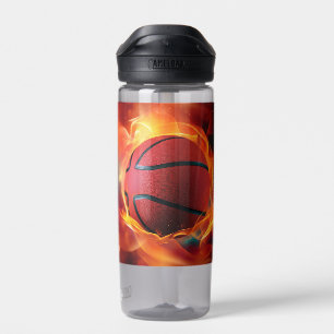 Custom Name Flaming Basketball Water Bottle