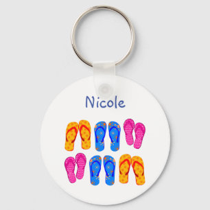 Custom Name Flip Flops Sandal Summer Fun Key Ring