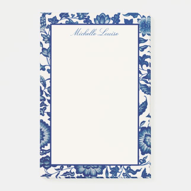 Custom Name Floral Flat Post-Its Post-it Notes (Front)