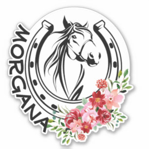 Custom Name Floral Horse Horseshoe