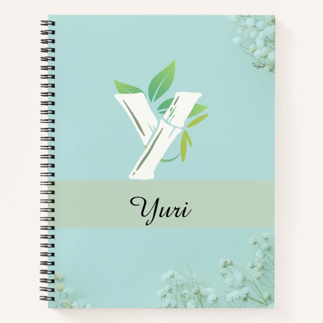 Custom Name Floral Journal in Soft Blue (Front)