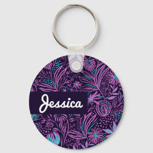 Custom name Floral Keychain