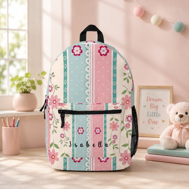 Custom Name Floral Kids Backpack (Creator Uploaded)