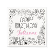 Custom Name Floral Napkins 