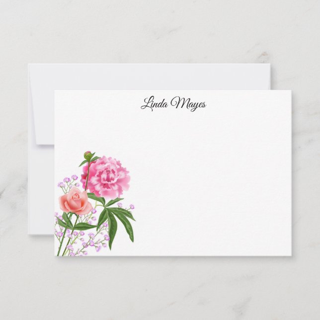 Custom Name Floral Note Card (Front)