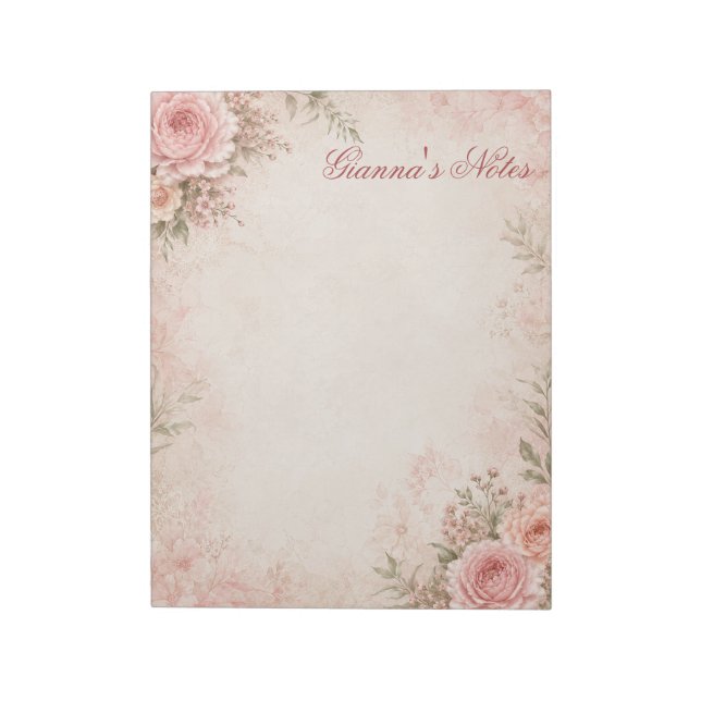 Custom Name Floral Notepad (Rotated)