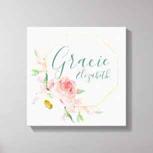 Custom Name Floral Nursery Sign